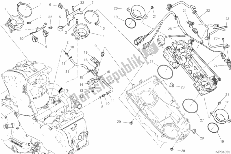 All parts for the Throttle Body of the Ducati Supersport USA 937 2017